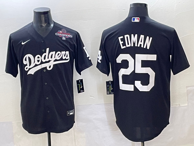 Men Los Angeles Dodgers #25 Edman black Nike MLB jersey style 10->los angeles dodgers->MLB Jersey